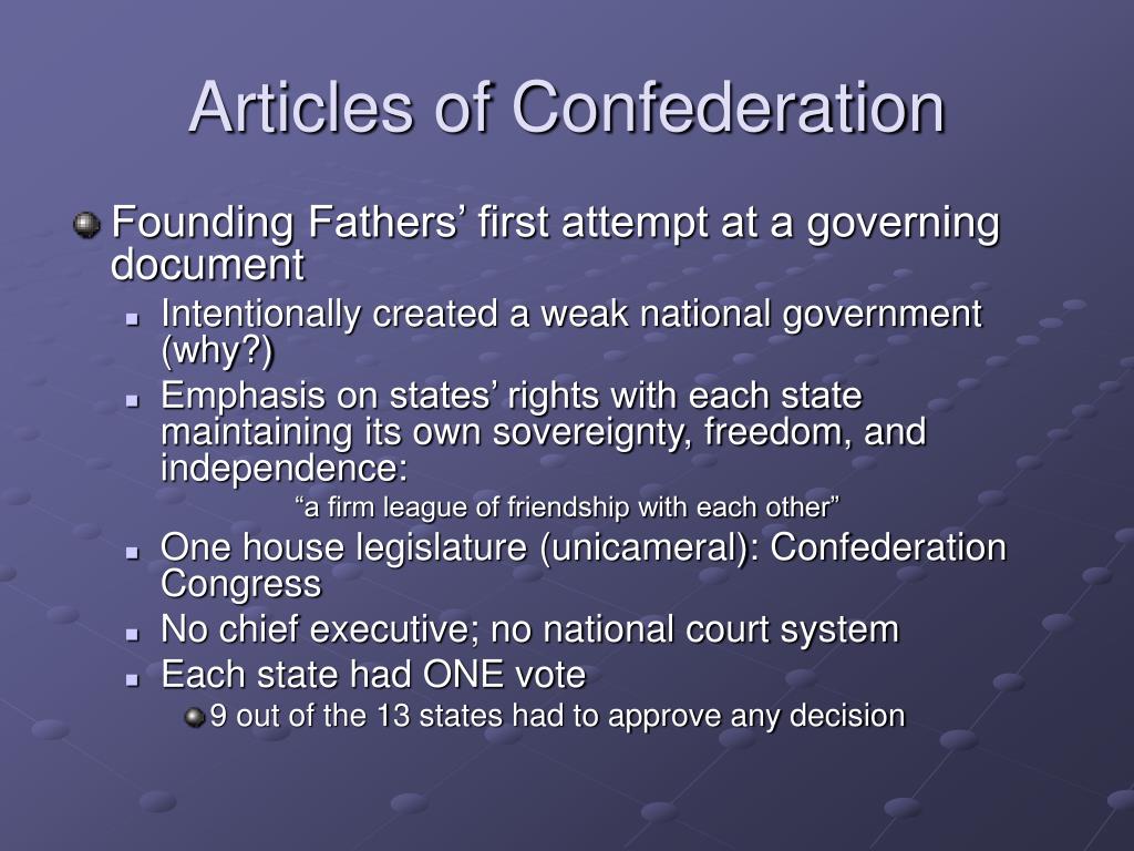 quins eren els punts forts dels articles de la confederació
